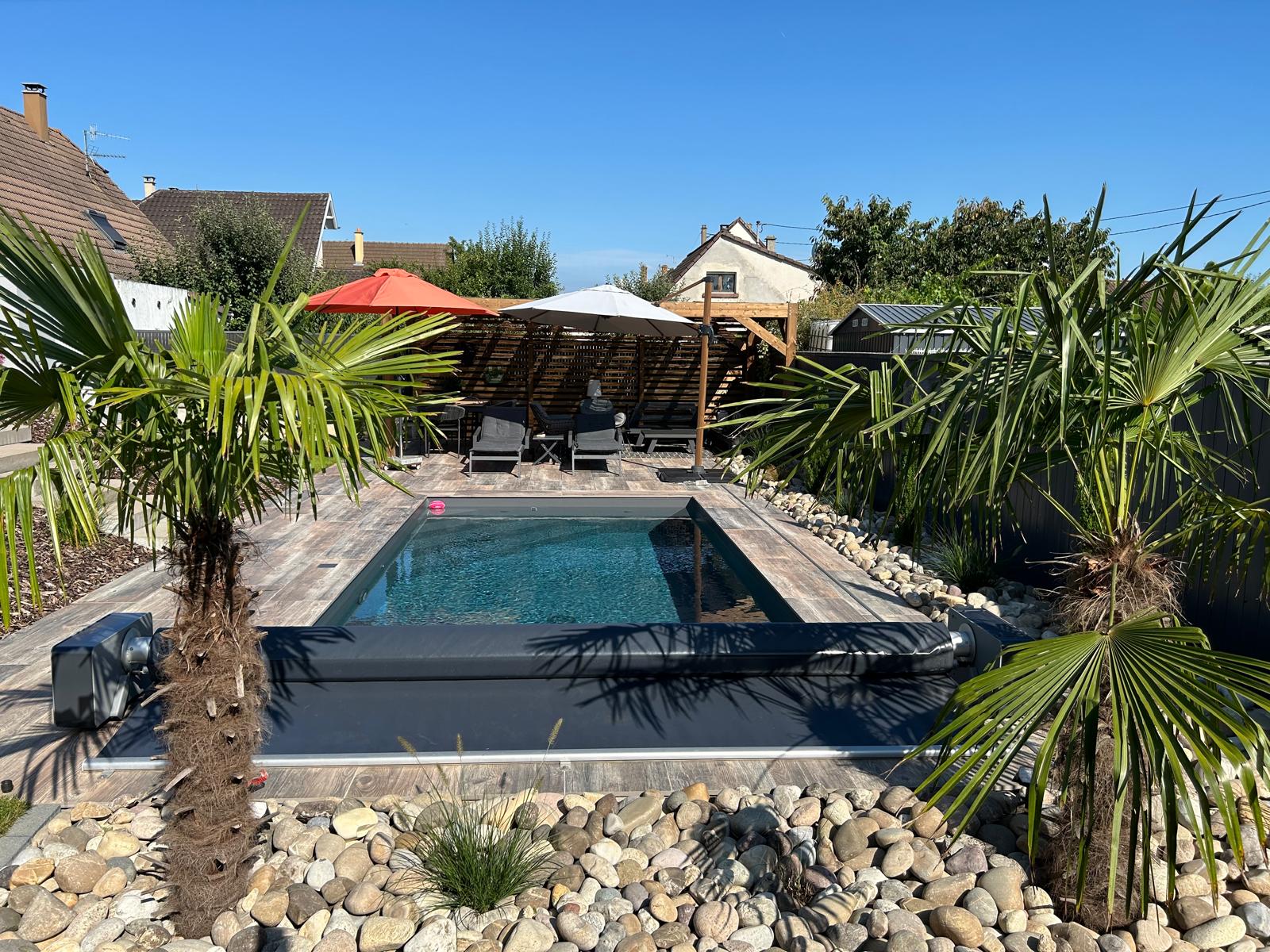 Piscine et pergola bois aux alentours de Rouffach Riedisheim